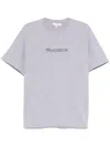 Jw Anderson Grey Crewneck T-shirt With Logo Embroidery On The Front In Light Grey