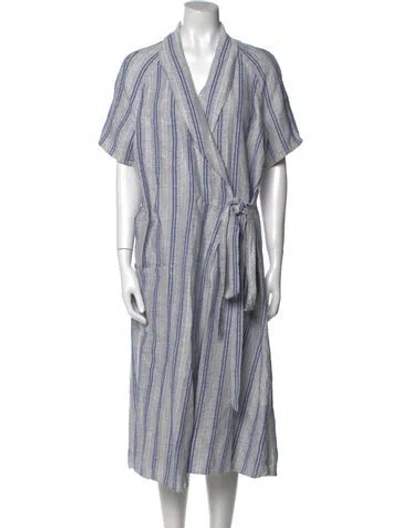 Pre-owned Jw Anderson Linen Midi Length Dress In Blue
