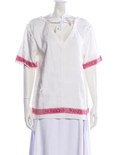 Pre-owned Jw Anderson Linen Printed Tunic In White