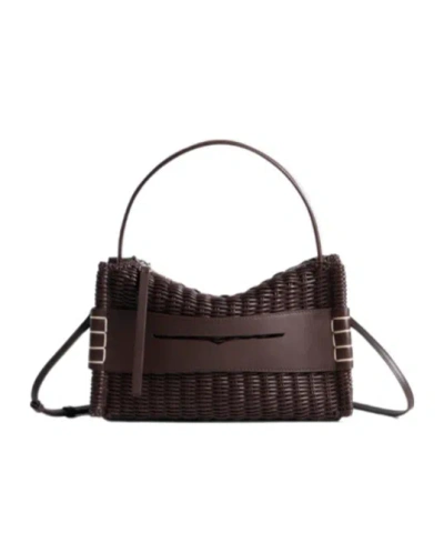 Jw Anderson Loafer Bag In Chocolate Brown Woven Leather
