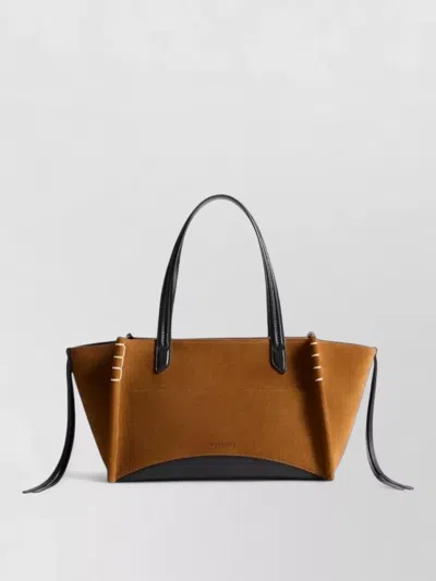 Jw Anderson Loafer Cabas Suede Contrast-panel Tote Bag In Brown