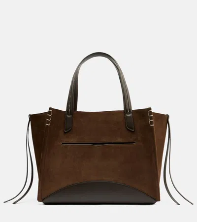 Jw Anderson Loafer Cabas Large Suede Tote Bag In Brown