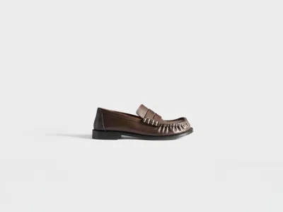 Jw Anderson Loafer Moccasin In Full Grain Calf Leather In Chocolate Brown