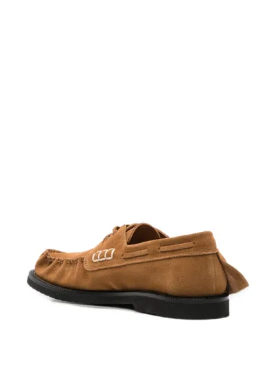 Jw Anderson Loafer Ruffle Suede Boat Shoes In Caramel In 브라운