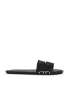 Jw Anderson Open-toe Calf Leather Slides With Contrast Stitching In Black