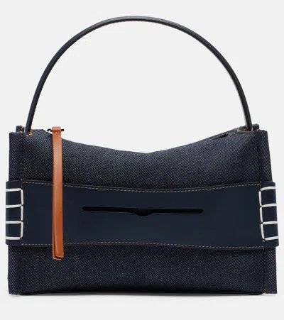 Jw Anderson Loafer Small Denim Shoulder Bag In Blue