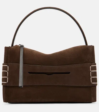 Jw Anderson Loafer Small Suede Top-handle Bag In Brown