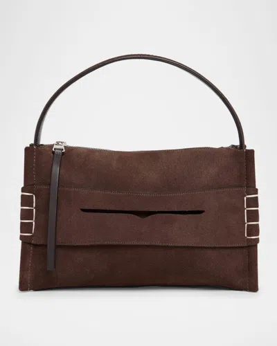 Jw Anderson Loafer Suede Crossbody Bag In 600 Brown