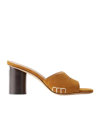 Jw Anderson Loafer Suede Mules In Brown