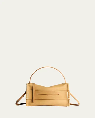 Jw Anderson Loafer Suede Penny Keeper Crossbody Bag In Yellow