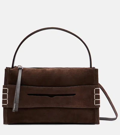 Jw Anderson Loafer Suede Shoulder Bag In Brown