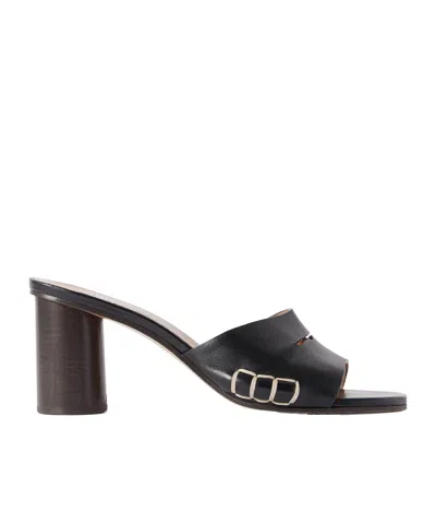 Jw Anderson Loafer Whipstitched Leather Mules In Black