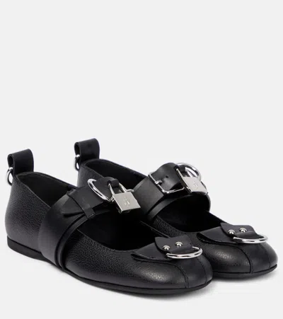 Jw Anderson Lock Leather Ballet Flats In Black
