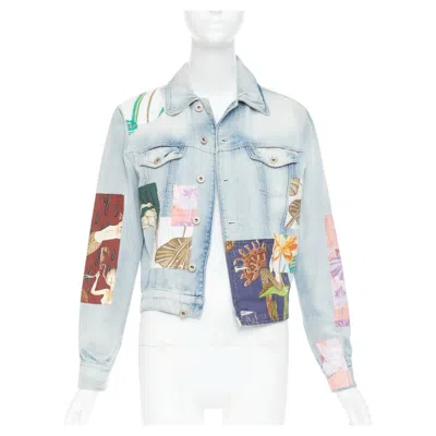 Pre-owned Jw Anderson Loewe 2018 Paula's Ibiza Blue Mermaid Floral Patchwork Denim Jacket