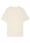 Jw Anderson Mens Off White Embossed Logo-embroidery Crewneck Cotton T-shirt