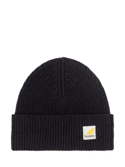 Jw Anderson Logo Beanie In 999 Black