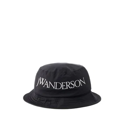 Jw Anderson Logo Bucket Hat - Nylon - Black