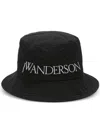 Jw Anderson Logo Embroidered Bucket Hat In Black