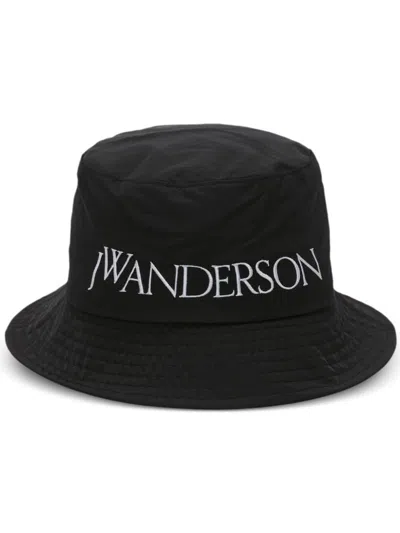 Jw Anderson Logo Bucket Hat Nylon In Black
