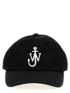 Jw Anderson Curved Peak Logo Embroidered Baseball Cap In Black