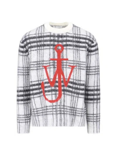 Jw Anderson Logo Check Sweater In Multicolour
