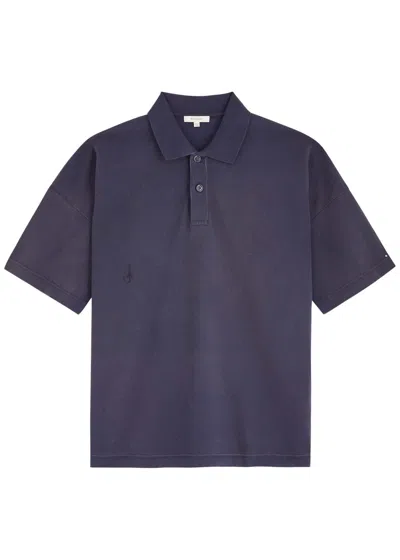 Jw Anderson Logo Cotton Polo Shirt In Navy