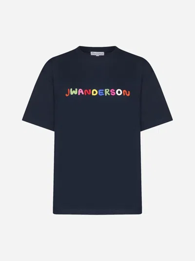 Jw Anderson Logo Cotton T-shirt In Blue