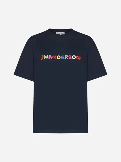 Jw Anderson Logo Embroidery T-shirt In Blue