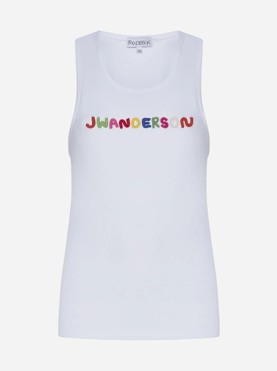 Jw Anderson Logo Cotton Tank Top In White