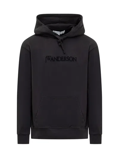 Jw Anderson Minimalist Black Hoodie With Subtle Tonal Logo