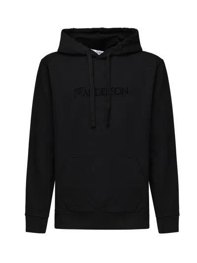 Jw Anderson Logo Embroid Hoodie In Black