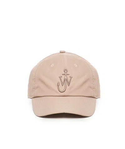 Jw Anderson Logo Embroidered Baseball Cap In Beige Chari