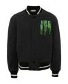 Jw Anderson Graphic-embroidered Boxy-fit Wool-blend Varsity Jacket In Black