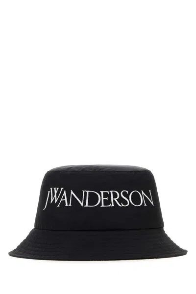 Jw Anderson Logo Embroidered Bucket Hat In Black