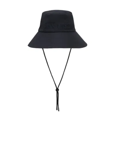 Jw Anderson Logo-embroidered Bucket Hat In Navy