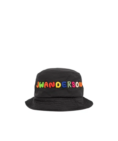 Jw Anderson Logo-embroidered Bucket Hat In Black