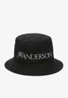 Jw Anderson Logo-embroidered Tonal-stitching Bucket Hat In Black
