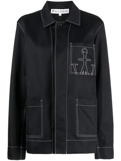 Jw Anderson Logo-embroidered Chore Jacket In Black