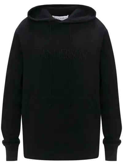 Jw Anderson Classic Logo-embroidered Hoodie In Black