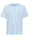 Jw Anderson Light Blue Crewneck T-shirt With Logo Embroidery On The Front