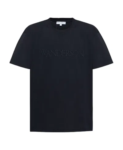 Jw Anderson Logo Embroidered Short-sleeved T-shirt In Black