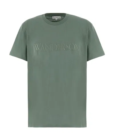 Jw Anderson Logo-embroidered Cotton T-shirt In Green
