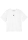 Jw Anderson Mens White Anchor-embroidery Crop Cotton-jersey T-shirt In White