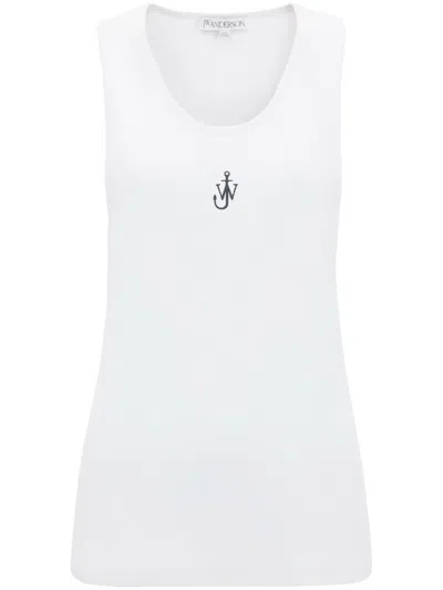 Jw Anderson J. W. Anderson Anchor Fitted Ribbed Tank Top In White