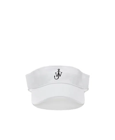 Jw Anderson Logo-embroidered Cotton Visor In White