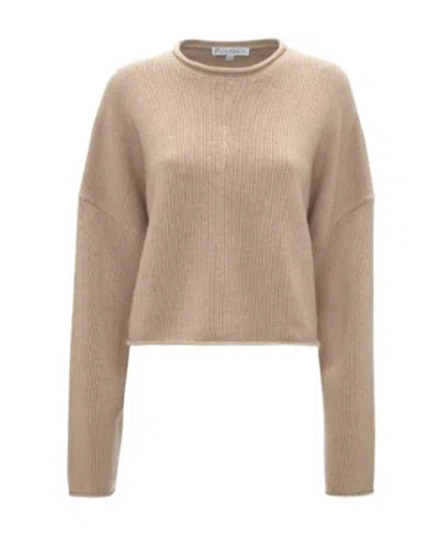 Jw Anderson Logo-embroidered Cropped Jumper In Nude