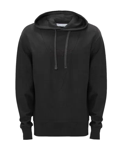 Jw Anderson Logo Embroidered Drawstring Hoodie In Black