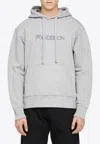 Jw Anderson Hooded Sweatshirt Drawstring Ribbed Cuffs Kangaroo Pocket In Gray