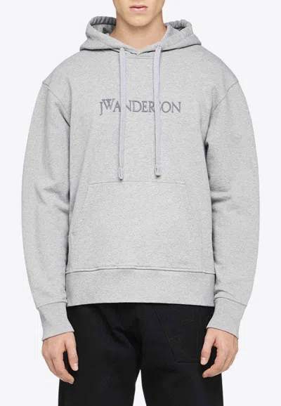 JW ANDERSON LOGO EMBROIDERED DRAWSTRING HOODIE