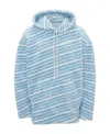 Jw Anderson Oversized Striped Fleece Hoodie In Blue